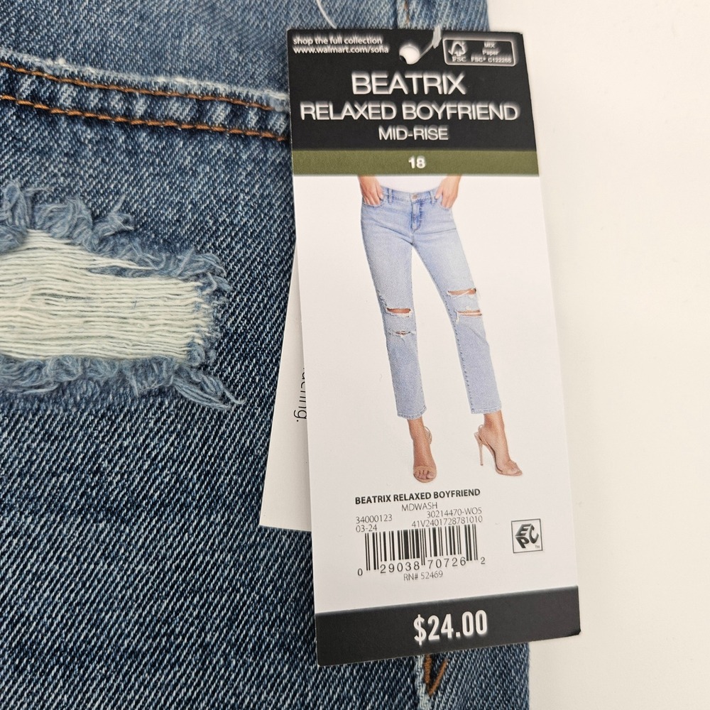 Sofia‎ Jeans Beatrix Relaxed Boyfriend Mid Rise Distressed Ankle Denim Blue 18 - Picture 3 of 10